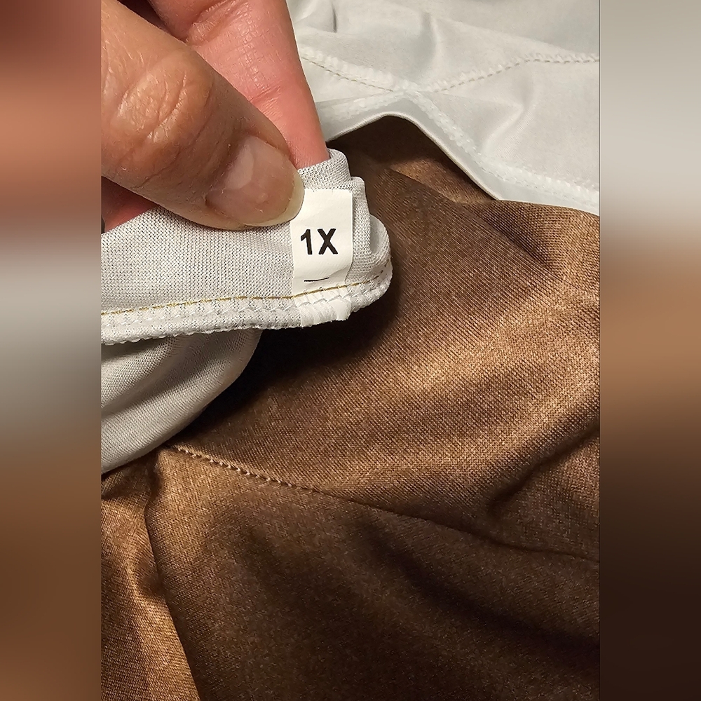 Bronze Peasant Long Sleeve With White Insert & Button Detail XL EUC - Picture 7 of 7